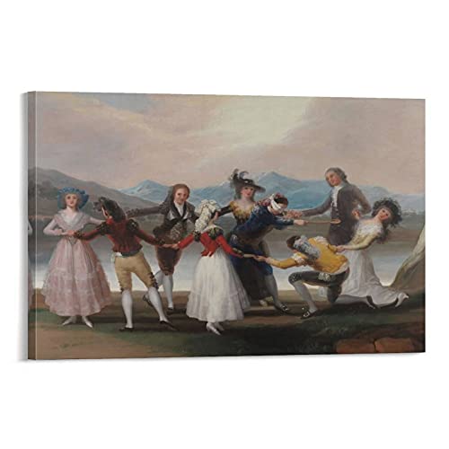 Cuadro de pintura al óleo retro de la Gallina Ciega Goya en lienzo con...